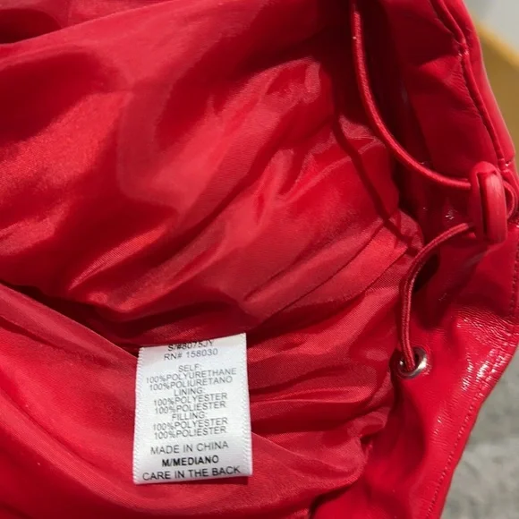 Love tree red pleather puffer jacket coat size M - Picture 13 of 13